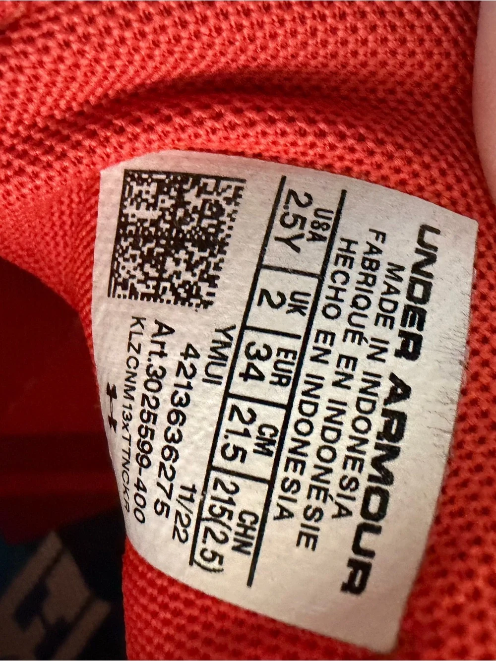 Under Armour Kids' Navy and Red High-Top Cleats for Sports